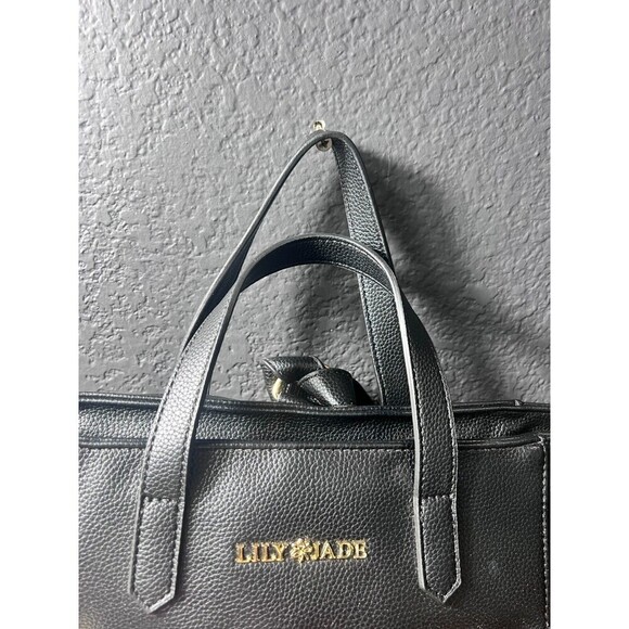 Lily Jade Brittany Convertible Tote Diaper Bag Black Vegan Leather Tassel Travel - Picture 6 of 16